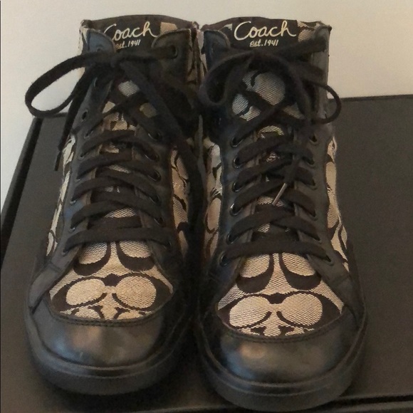 Coach Shoes - AUTHENTIC COACH HIGH TOP BLACK SIGNATURE SNEAKERS